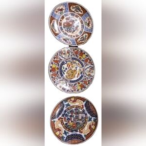 Amari Ware Kozara Style Porcelain Plates 4" Made In Japan Hand Painted Set of 3